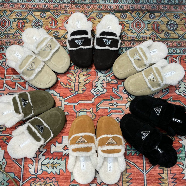 プラダ PRADA 26-PDJ21014　2021年最新入荷 スライドサンダル ウール ミュール レディースシューズ パンプス スリッパ フラットシューズ