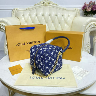 ルイヴィトン LOUISVUITTON 057-M59611　2021年最新入荷 スクエアバッグ ダイスバッグ ハンドバッグ トートバッグ チェーンバッグ クロスボディバッグ デニム
