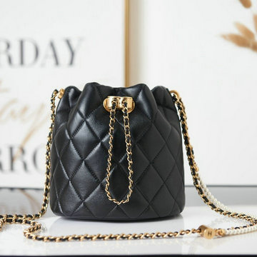 シャネル CHANEL CC-CH2859BK　2021年最新入荷 バゲットバッグ 斜め掛け ショルダーバッグ クロスボディバッグ ドローストリングバッグ ラムスキン