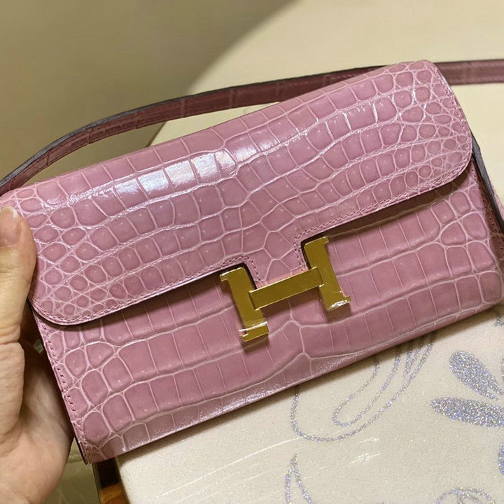 エルメス HERMES 063-H709EPJQF　2021年最新入荷 コンスタンス ポケット 斜め掛け ショルダーバッグ ロングウォレット クロスボディバッグ レディースかばん クロコ革