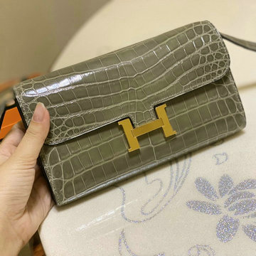エルメス HERMES 063-H709EPJQH　2021年最新入荷 コンスタンス ポケット 斜め掛け ショルダーバッグ ロングウォレット クロスボディバッグ レディースかばん クロコ革
