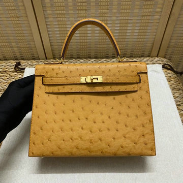 エルメス HERMES 063-HKL25TPJTJ　2021年最新入荷 ケリー 25 トップハンドルバッグ トートバッグ ハンドバッグ レディースかばん オーストリッチ革