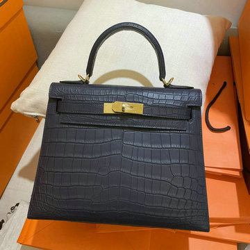 エルメス HERMES 063-HKL28ENJWL　2021年最新入荷 ケリー 28 トップハンドルバッグ トートバッグ ハンドバッグ レディースかばん クロコ革