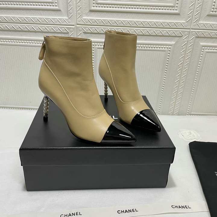 シャネル CHANEL 26-CHJ21060　2021年秋冬最新入荷 ショートブーツ ハイヒールシューズ ピンヒール トンガリとう レディースシューズ カジュアルシューズ カーフレザー