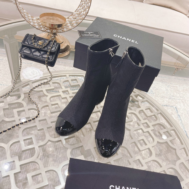 商品名称：シャネル CHANEL 26-CHJ21069R　2021年秋冬最新入荷 ショートブーツ ハイヒールシューズ ファスナー開閉式 レディースシューズ カジュアルシューズ カーフレザー