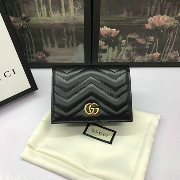 グッチ GUCCI 057-GG466492BK　2022年最新入荷 GGマーモント カードケース 二つ折り短財布 ショートウォレット コインポケット付き 札入れ付き レザー