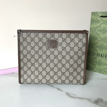 グッチ GUCCI 057-GG672956KF　2022年最新入荷 インターロッキングG付き ポーチ 手持ちかばん クラッチバッグ メンズかばん キャンパス レザー