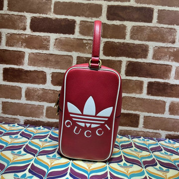 グッチ GUCCI 057-GG702387RD　2022年最新入荷 adidas x Gucci ミニ トップハンドルバッグ トートバッグ ハンドバッグ 手持ちかばん レザー