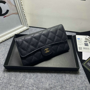 シャネル CHANEL CC-CH2069QJBK　2022年最新入荷 三つ折り長財布 ロングウォレット 札入れ カード入れ キャビアスキン