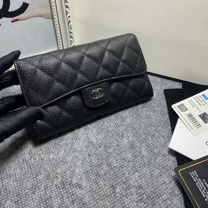 シャネル CHANEL CC-CH2069QYBK　2022年最新入荷 三つ折り長財布 ロングウォレット 札入れ カード入れ キャビアスキン