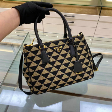 商品名称：プラダ PRADA GH-PD1BA863XWBK　2022年最新入荷 ガレリア ジャカードファブリック ミディアムバッグ トートバッグ 2way ショルダーバッグ カーフレザー レディースかばん