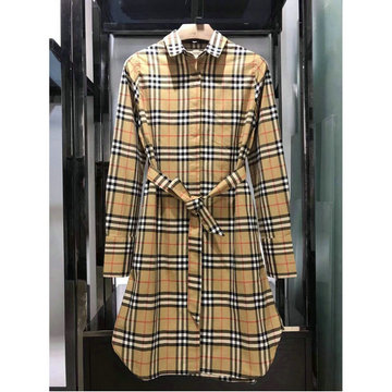 バーパリー BURBERRY MS-KQBR22006　2022年秋冬最新入荷 ヴィンテージチェックコットン タイウエスト シャツドレス ロングシャツ ボタンクロージャー ロングスリーブ