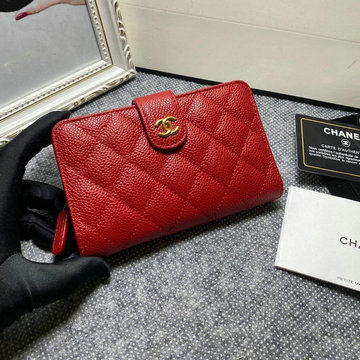シャネル CHANEL CC-CH50073QJRD　2022年最新入荷 二つ折り長財布 ミディアムウォレット カード入れ 札入れ 小銭入れ キャビアスキン