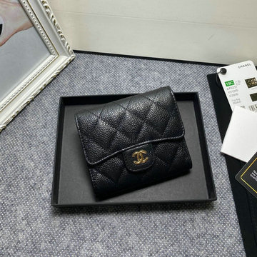 シャネル CHANEL CC-CH50086QJBK　2022年最新入荷 三つ折り短財布 ショートウォレット カード入れ 札入れ 小銭入れ キャビアスキン
