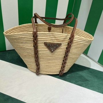 商品名称：プラダ PRADA GH-PD1BG312KF　2022年最新入荷 ストロー レザー トートバッグ ハンドバッグ 肩掛け ショルダーバッグ レディースかばん