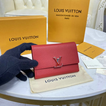 ルイヴィトン LOUISVUITTON 057-M62158　2022年最新入荷 ポルトフォイユ カプシーヌ コンパクト 三つ折り短財布 カード入れ 札入れ 小銭入れ