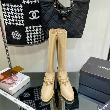 シャネル CHANEL 26-CHJ22079D　2022年秋冬最新入荷 ウィメンズ ロングブーツ ローヒールシューズ ジップクロージャー レディースシューズ カジュアルシューズ