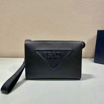 プラダ PRADA 025-PD2VF039K　2022年最新作 ストラップ付き 手持ちかばん クラッチバッグ セカンドバッグ メンズかばん ビジネスバッグ カーフレザー