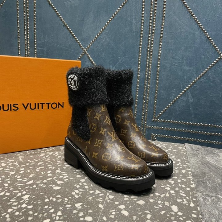 ルイヴィトン LOUISVUITTON 26-LVJ22045L　2022年秋冬最新入荷 スノーブーツ アンクルブーツ ショートブーツ フラットシューズ カジュアルシューズ