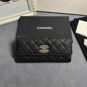 シャネル CHANEL CC-CH2740QBK　2022年最新入荷 二つ折り長財布 ロングウォレット カード入れ 小銭入れ コインケース キャビアスキン