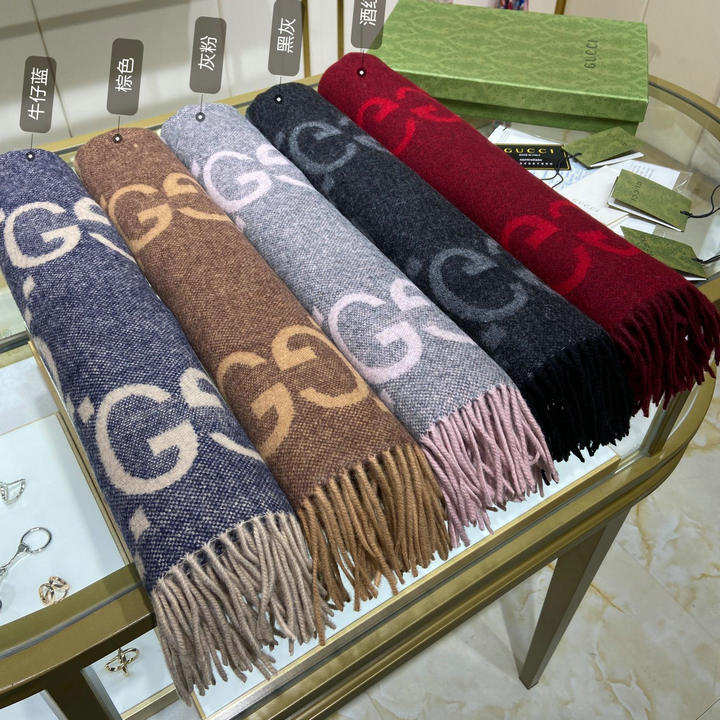 グッチ GUCCI AN-WJGG22012　2022年最新入荷 ロングスカーフ マフラー ストール ショール カシミヤ