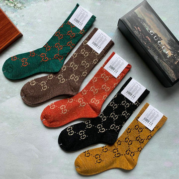 グッチ GUCCI AN-WZGG22001　2022年最新入荷 Sporty Tennis Socks スポーティー テニス ソックス ハイソックス 1箱5足セット コットン