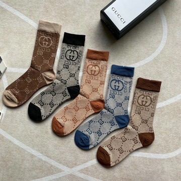 グッチ GUCCI AN-WZGG22002　2022年最新入荷 Sporty Tennis Socks スポーティー テニス ソックス ハイソックス 1箱5足セット コットン