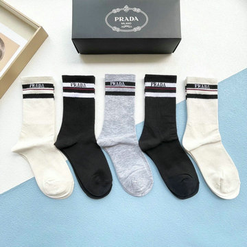 プラダ PRADA AN-WZPD22001　2022年最新入荷 Sporty Tennis Socks スポーティー テニス ソックス ハイソックス 1箱5足セット コットン