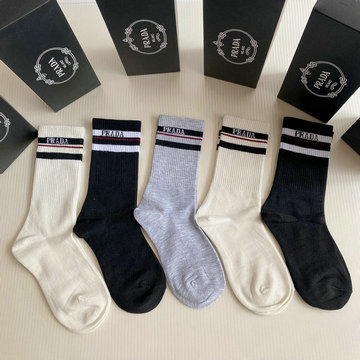 プラダ PRADA AN-WZPD22002　2022年最新入荷 Sporty Tennis Socks スポーティー テニス ソックス ハイソックス 1箱5足セット コットン