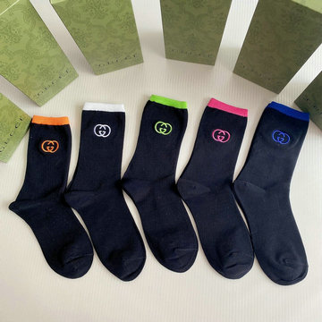 グッチ GUCCI AN-WZGG22008　2022年最新入荷 Sporty Tennis Socks スポーティー テニス ソックス ハイソックス 1箱5足セット コットン