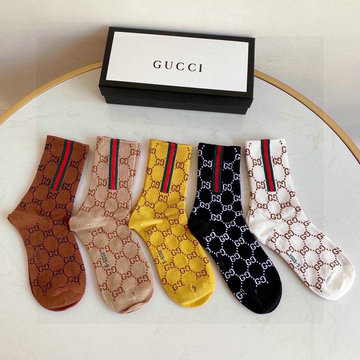 グッチ GUCCI AN-WZGG22010　2022年最新入荷 Sporty Tennis Socks スポーティー テニス ソックス ハイソックス 1箱5足セット コットン