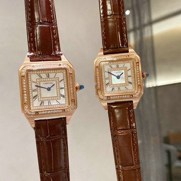 カルティエ CARTIER ZX-CAT22010C　2022年最新入荷 サントス-デュモン ウォッチ カップル式 腕時計 時計 本革ベルト クォーツムーブメント 男女兼用