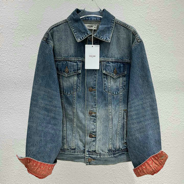 商品名称：セリーヌ CELINE JS-WTCE22001　2022年秋冬最新入荷 バンダナライニング トラッカージャケット ロングスリーブ デニムジャケット ユニオンウォッシュ トップスコート