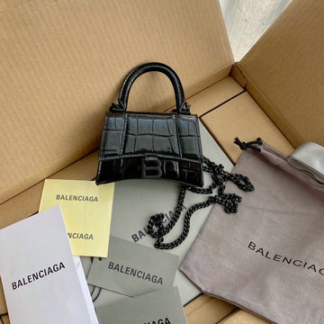 バレンシアガ BALENCIAGA 99-BA664676EKBK　2022年最新入荷 アワーグラスシェイプ スモール トップハンドルバッグ トートバッグ 2way ショルダーバッグ