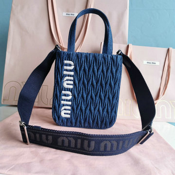 ミュウミュウ MIUMIU 99-MM5BA220PLS　2022年最新入荷 マテラッセ デニム ハンドバッグ トップハンドルバッグ トートバッグ 斜め掛け ショルダーバッグ