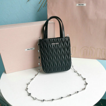 ミュウミュウ MIUMIU 99-MM5BA220QBK　2022年最新入荷 マテラッセナッパレザー ハンドバッグ トップハンドルバッグ トートバッグ 斜め掛け ショルダーバッグ
