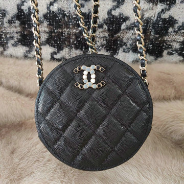 シャネル CHANEL CC-CH1944QDK　2022年最新入荷 19 チェーンク クラッチ ラウンドバッグ 斜め掛け ショルダーバッグ クロスボディ レディースかばん キャビアスキン