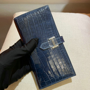 エルメスHERMES 063-H208ENYSL　2022最新入荷 ベアン ロングウォレット 二つ折り長財布 ロングウォレット 札入れ カードポケット付き 小銭入れ コインケース クロコ革