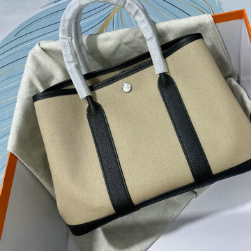 エルメスHERMES 063-H6003BPMK　2022最新入荷 ガーデンパーティー トートバッグ ハンドバッグ ショッピングバッグ キャンパス TCレザー