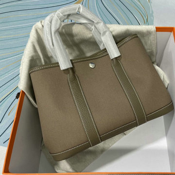 エルメスHERMES 063-H6003BQDH　2022最新入荷 ガーデンパーティー トートバッグ ハンドバッグ ショッピングバッグ キャンパス TCレザー