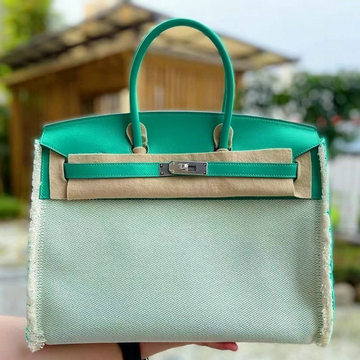 エルメスHERMES 063-HBK35BSYGL　2022最新入荷 バーキン 35 トップハンドルバッグ トートバッグ ハンドバッグ レディースかばん キャンパス SWIFT革