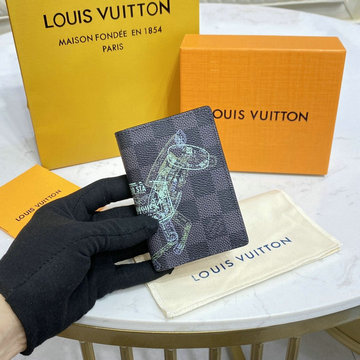 ルイヴィトン LOUISVUITTON 057-N64602　2022年最新入荷 オーガナイザー ドゥ ポッシュ パスポートケース カードケース ダミエ グラフィット スタンプ キャンバス