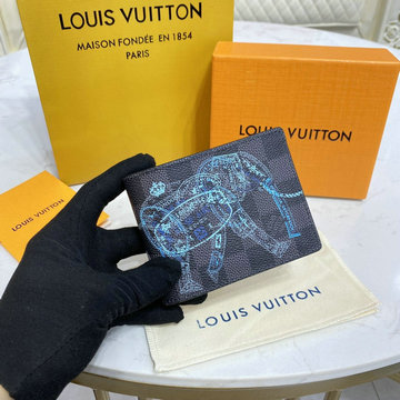ルイヴィトン LOUISVUITTON 057-N64603　2022年最新入荷 ポルトフォイユ スレンダー 二つ折り短財布 ショートウォレット 札入れ カードポケット ダミエ グラフィット