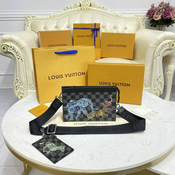 ルイヴィトン LOUISVUITTON 057-N64608　2022年最新入荷 ガストン ウエアラブル ウォレット 斜め掛け ショルダーバッグ クロスボディバッグ ダミエ グラフィット キャンバス