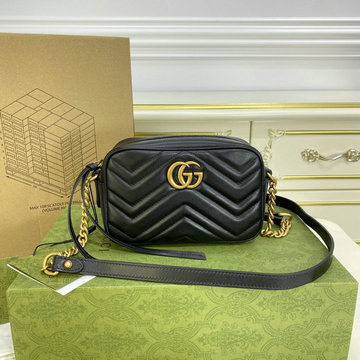 グッチ GUCCI 057-GG448065BK　2022年最新入荷 GGマーモント 斜め掛け ショルダーバッグ カメラバッグ クロスボディバッグ カーフスキン