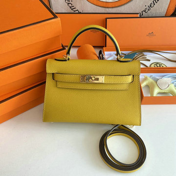 エルメス HERMES 063-HKL19SQJHY　2022年最新入荷 ミニ ケリー トップハンドルバッグ トートバッグ ハンドバッグ 2way 斜め掛け ショルダーバッグ
