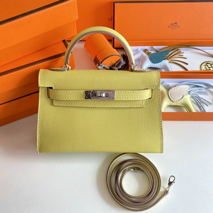 エルメス HERMES 063-HKL19SQYJY　2022年最新入荷 ミニ ケリー トップハンドルバッグ トートバッグ ハンドバッグ 2way 斜め掛け ショルダーバッグ