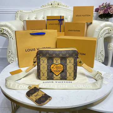 ルイヴィトン LOUISVUITTON 057-M45965　2022年最新入荷 トリオ メッセンジャーバッグ 斜め掛け ショルダーバッグ クロスボディバッグ モノグラムストライプキャンバス