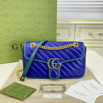 商品名称：グッチ GUCCI 057-GG443497PBL　2022年最新入荷 GGマーモント スモール 斜め掛け ショルダーバッグ クロスボディバッグ レディースかばん カーフレザー
