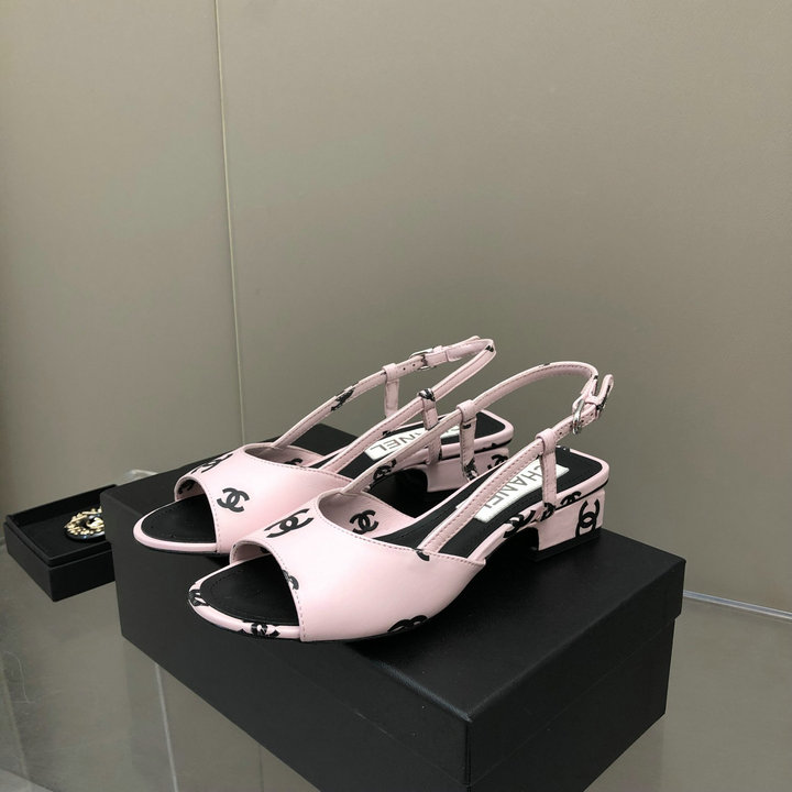 シャネル CHANEL 26-CHJ22016F　2022年春夏最新入荷 スリングバック ローヒールサンダル サマーサンダル ビーチサンダル レディースシューズ カーフレザー